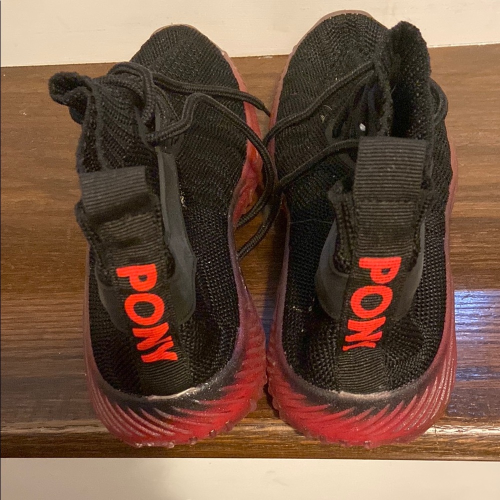 Pony Black and Red Athletic Shoes with Bold Design